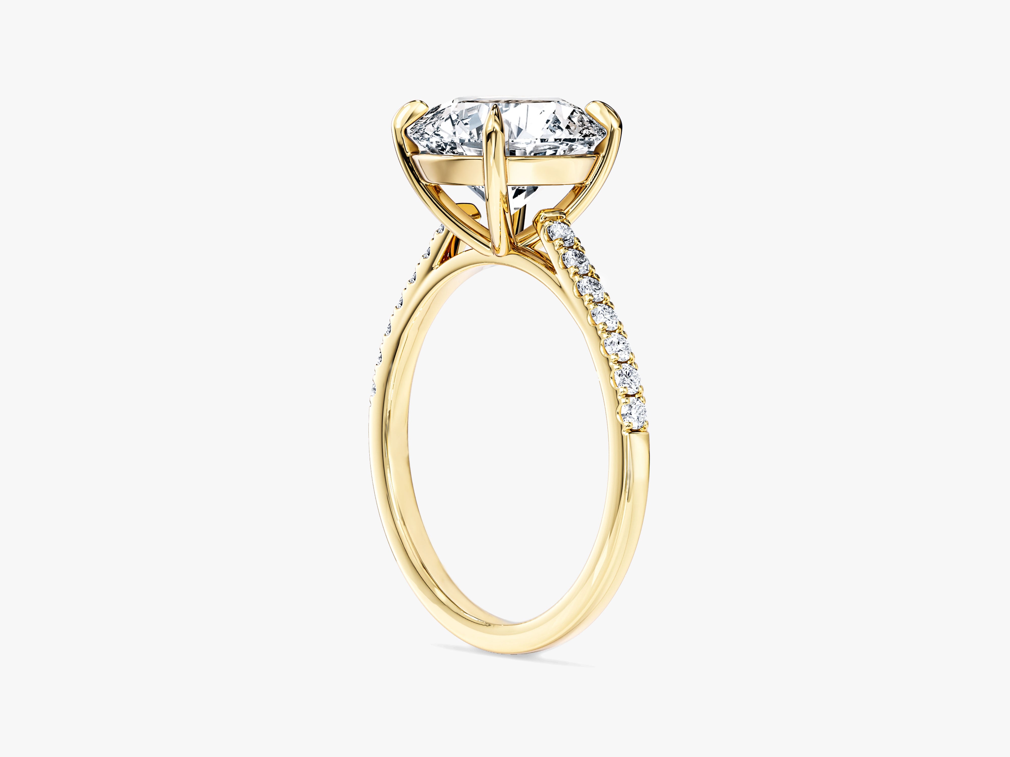 Cathedral Round Cut Moissanite Engagement Ring with Pave Set Side Stones (3.00 CT)