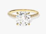 Cathedral Round Cut Moissanite Engagement Ring with Pave Set Side Stones (3.00 CT)