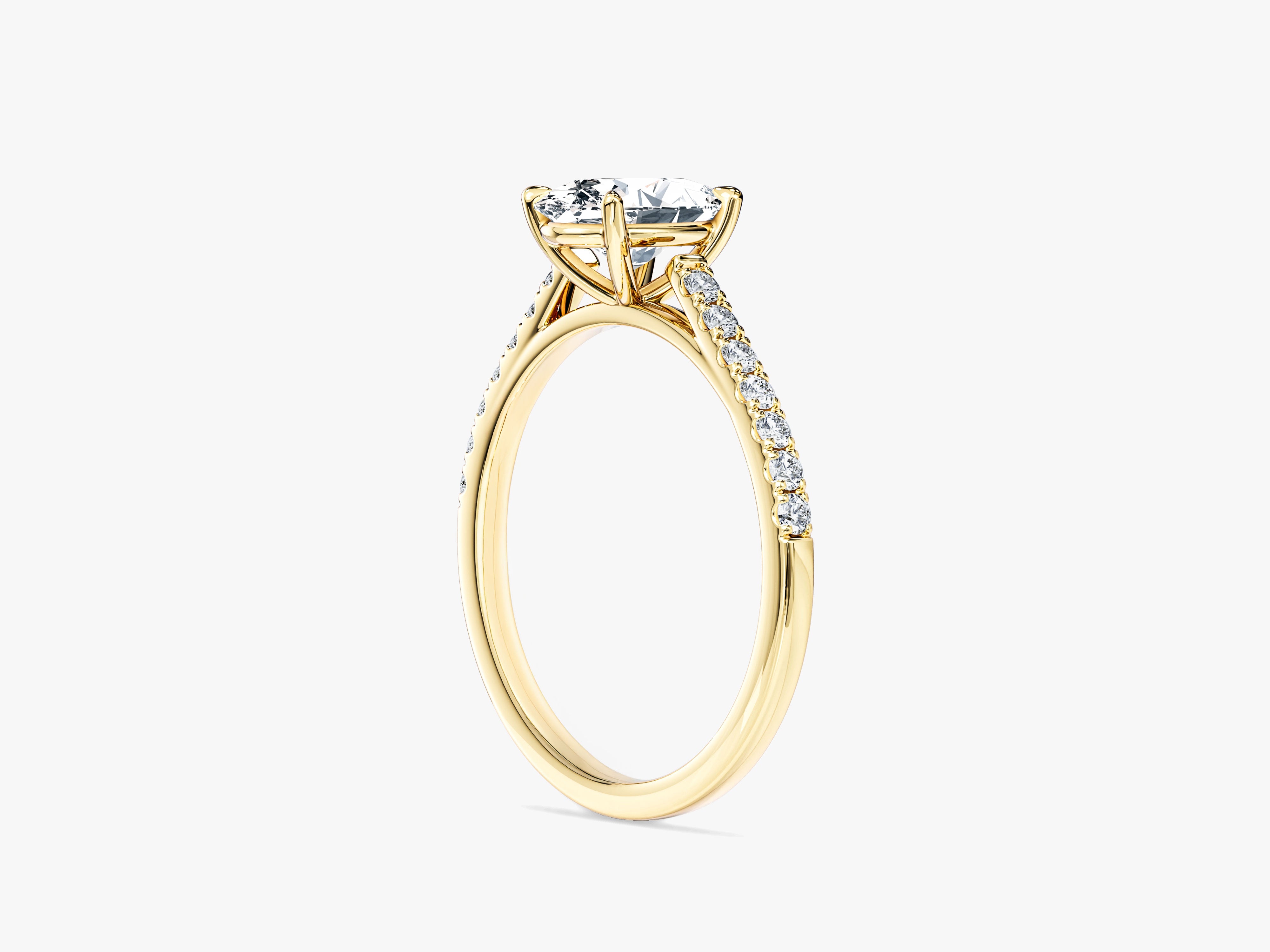 Cathedral Oval Cut Lab Grown Diamond Engagement Ring with Pave Set Side Stones (1.00 CT)