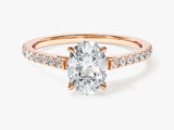 Cathedral Oval Cut Moissanite Engagement Ring with Pave Set Side Stones (1.00 CT)