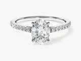 Cathedral Oval Cut Moissanite Engagement Ring with Pave Set Side Stones (1.00 CT)
