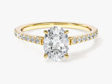 Cathedral Oval Cut Moissanite Engagement Ring with Pave Set Side Stones (1.00 CT)
