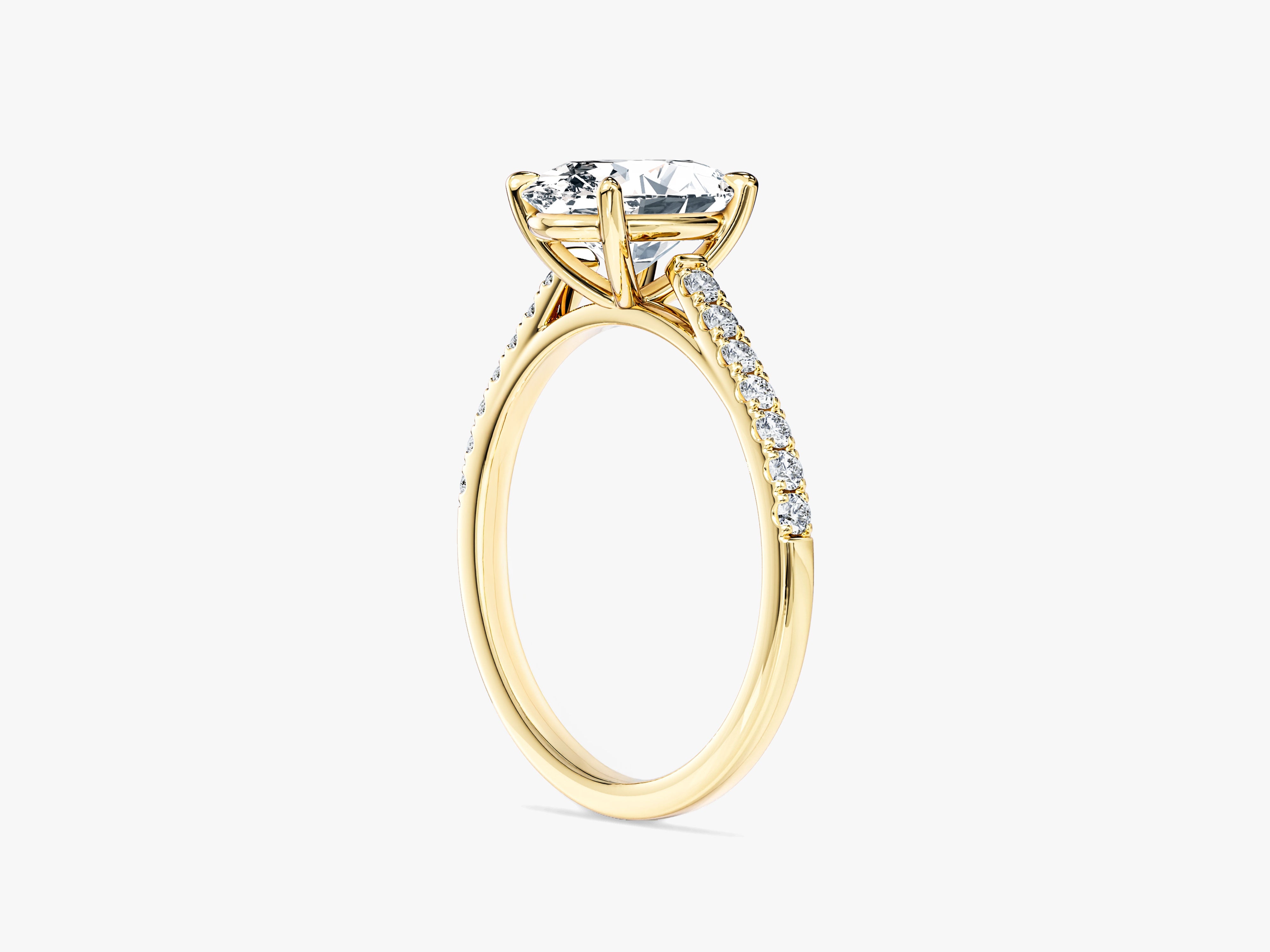 Cathedral Oval Cut Moissanite Engagement Ring with Pave Set Side Stones (1.50 CT)