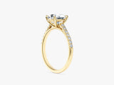 Cathedral Oval Cut Lab Grown Diamond Engagement Ring with Pave Set Side Stones (1.50 CT)
