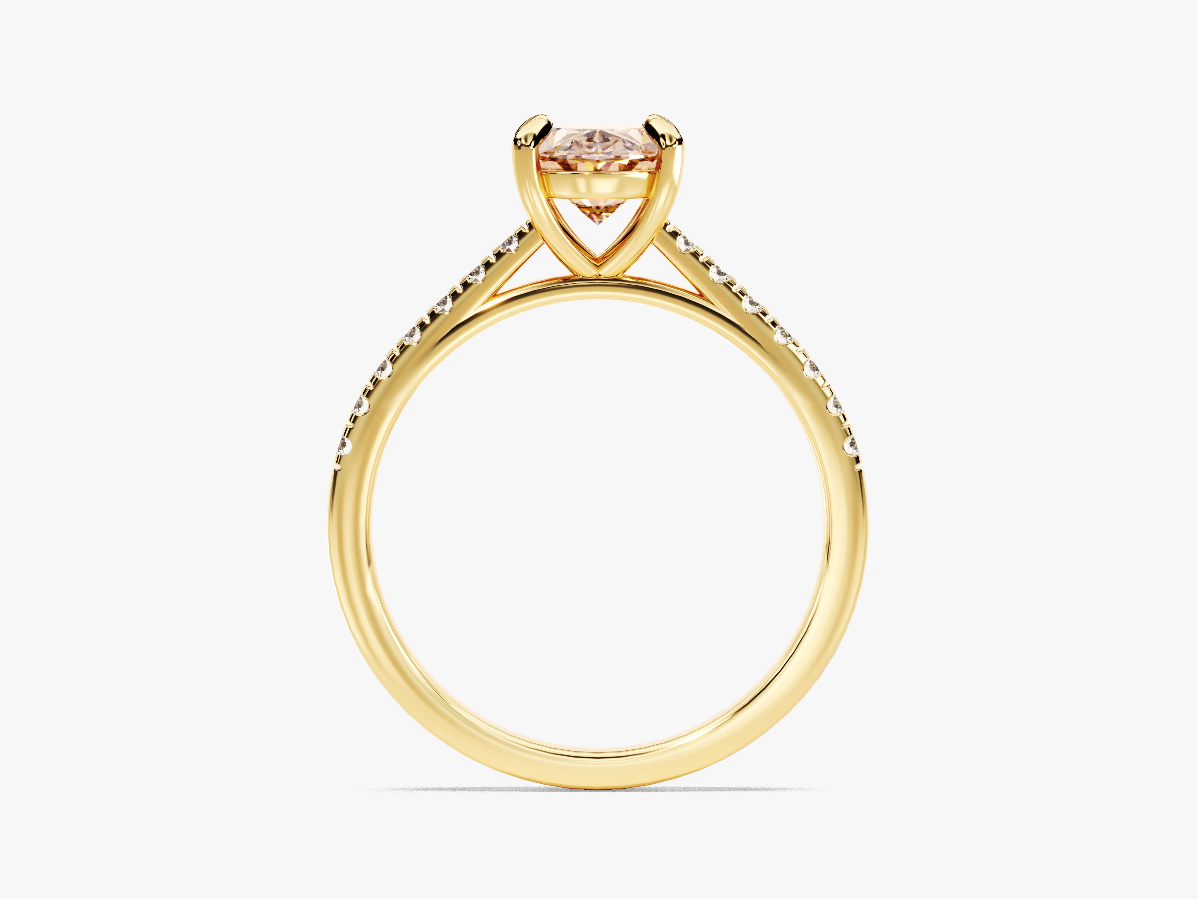 Oval Cut Peach Morganite Engagement Ring with Sidestones