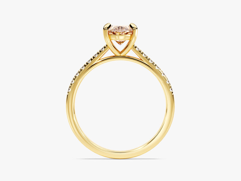 Oval Cut Peach Morganite Engagement Ring with Sidestones