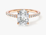 Cathedral Oval Cut Moissanite Engagement Ring with Pave Set Side Stones (1.50 CT)