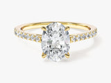 Cathedral Oval Cut Lab Grown Diamond Engagement Ring with Pave Set Side Stones (1.50 CT)