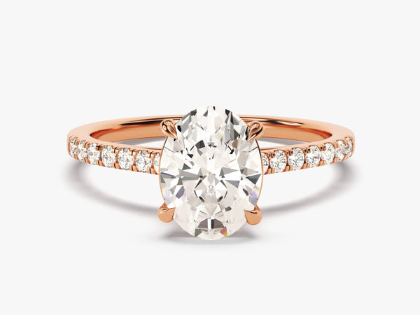 Cathedral Oval Cut Diamond Engagement Ring with Pave Set Side Stones (2.00 CT)