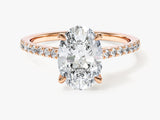 Cathedral Oval Cut Moissanite Engagement Ring with Pave Set Side Stones (2.00 CT)