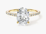 Cathedral Oval Cut Moissanite Engagement Ring with Pave Set Side Stones (2.00 CT)