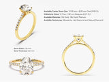 Cathedral Oval Cut Moissanite Engagement Ring with Pave Set Side Stones (3.00 CT)