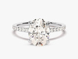 Cathedral Oval Cut Moissanite Engagement Ring with Pave Set Side Stones (3.00 CT)