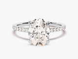 Cathedral Oval Cut Lab Grown Diamond Engagement Ring with Pave Set Side Stones (3.00 CT)