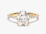 Cathedral Oval Cut Moissanite Engagement Ring with Pave Set Side Stones (3.00 CT)