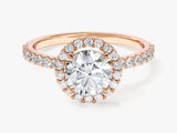 Round Cut Lab Grown Diamond Round Halo Engagement Ring (1.00 CT)