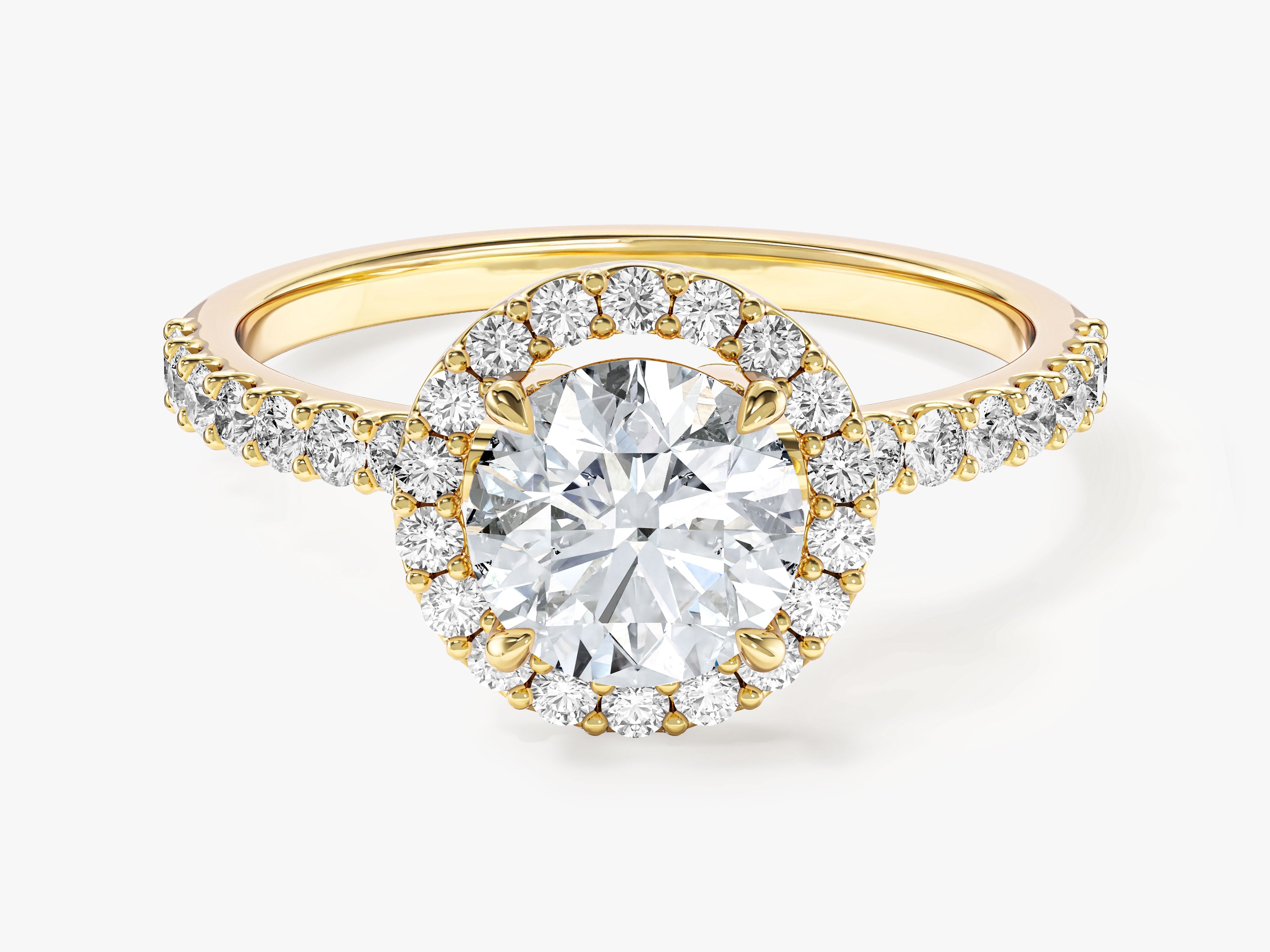 Round Cut Lab Grown Diamond Round Halo Engagement Ring (1.00 CT)