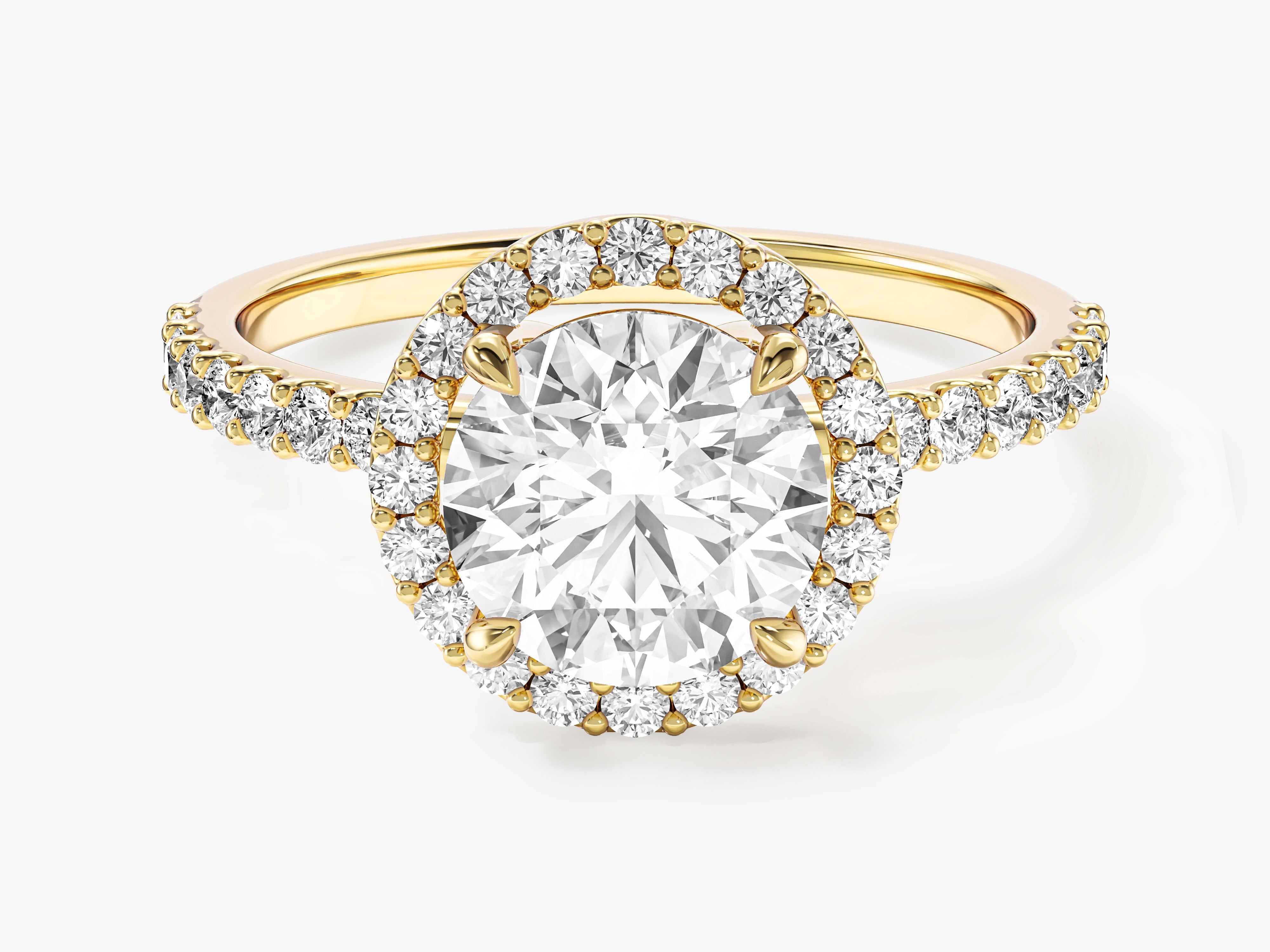 Round Cut Lab Grown Diamond Round Halo Engagement Ring (1.50 CT)