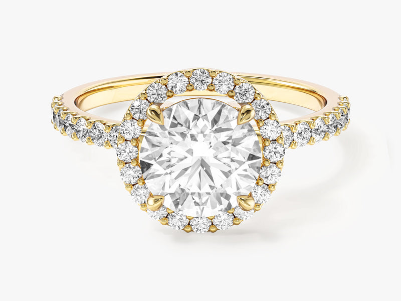 Round Cut Lab Grown Diamond Round Halo Engagement Ring (1.50 CT)