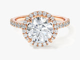 Round Cut Moissanite Round Halo Engagement Ring (2.00 CT)