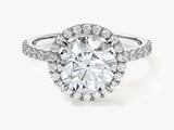 Round Cut Moissanite Round Halo Engagement Ring (2.00 CT)