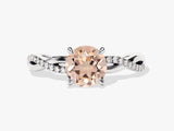 Twisted Round Cut Peach Morganite Engagement Ring with Sidestones