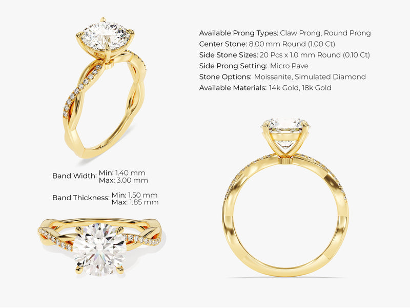 Twist Lab Grown Diamond Engagement Ring (2.00 CT)