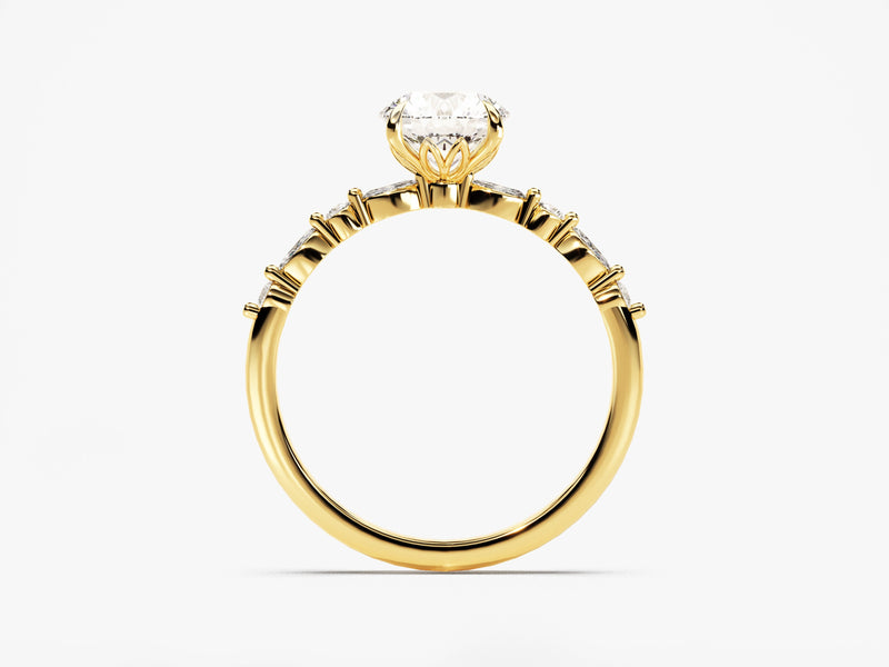 Alternating Marquise Sidestone Diamond Engagement Ring (1.00 CT)