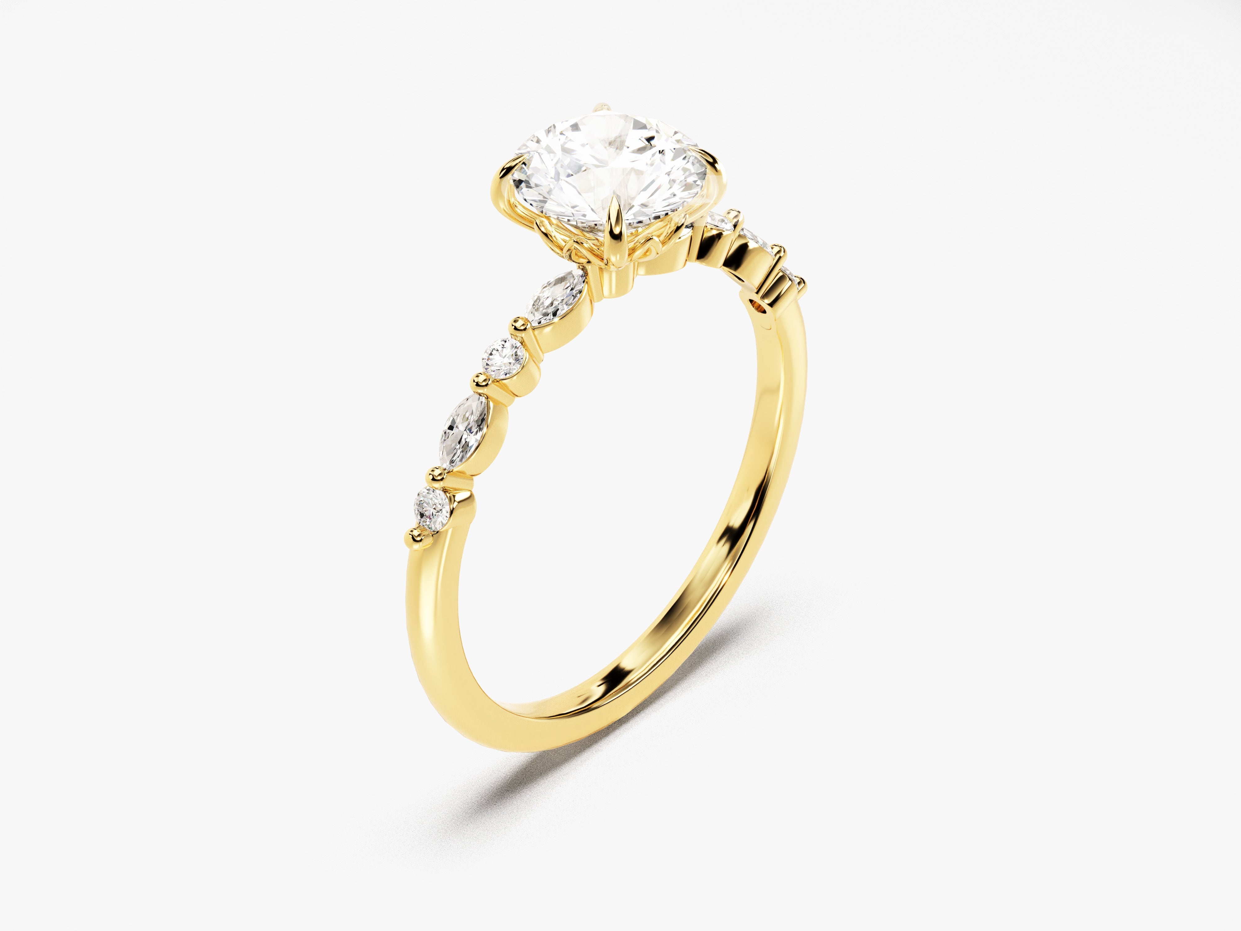 Alternating Marquise Sidestone Diamond Engagement Ring (1.00 CT)