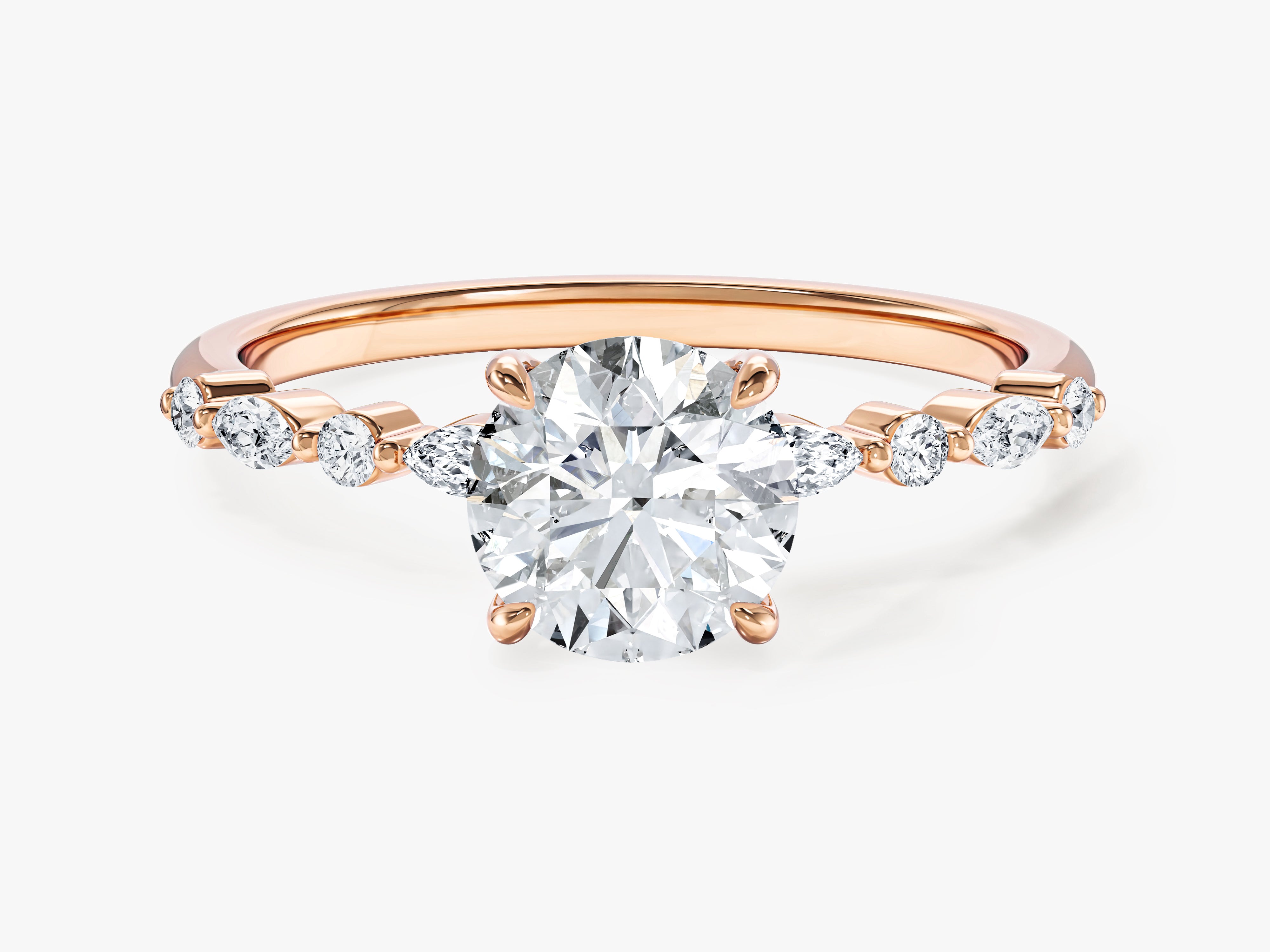 Alternating Marquise Side Stone Moissanite Engagement Ring (1.00 CT)