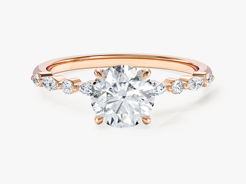 Alternating Marquise Side Stone Moissanite Engagement Ring (1.00 CT)