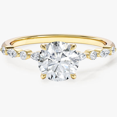Alternating Marquise Side Stone Moissanite Engagement Ring (1.00 CT)