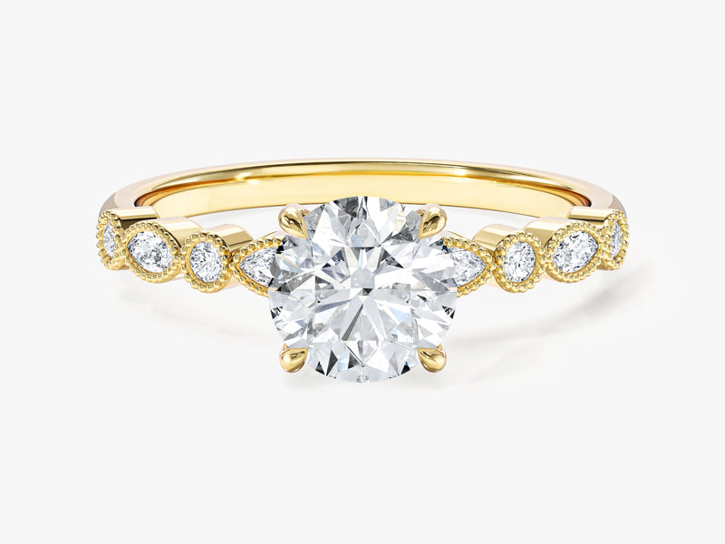 Milgrain Marquise Side Stone Moissanite Engagement Ring (1.00 CT)