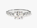 Milgrain Marquise Side Stone Moissanite Engagement Ring (1.00 CT)