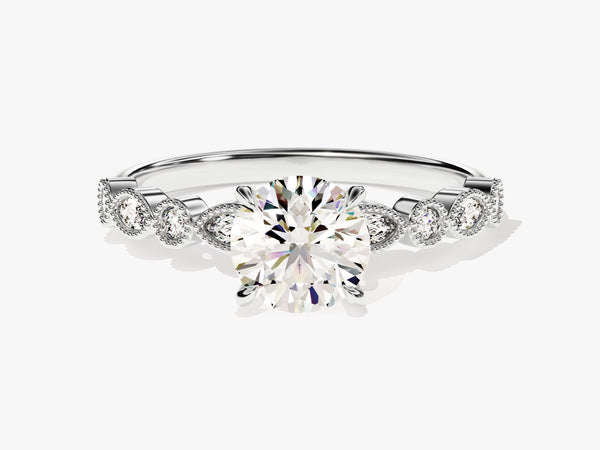 Milgrain Marquise Side Stone Diamond Engagement Ring (1.00 CT)