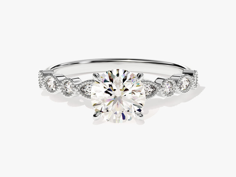 Milgrain Marquise Side Stone Diamond Engagement Ring (1.00 CT)