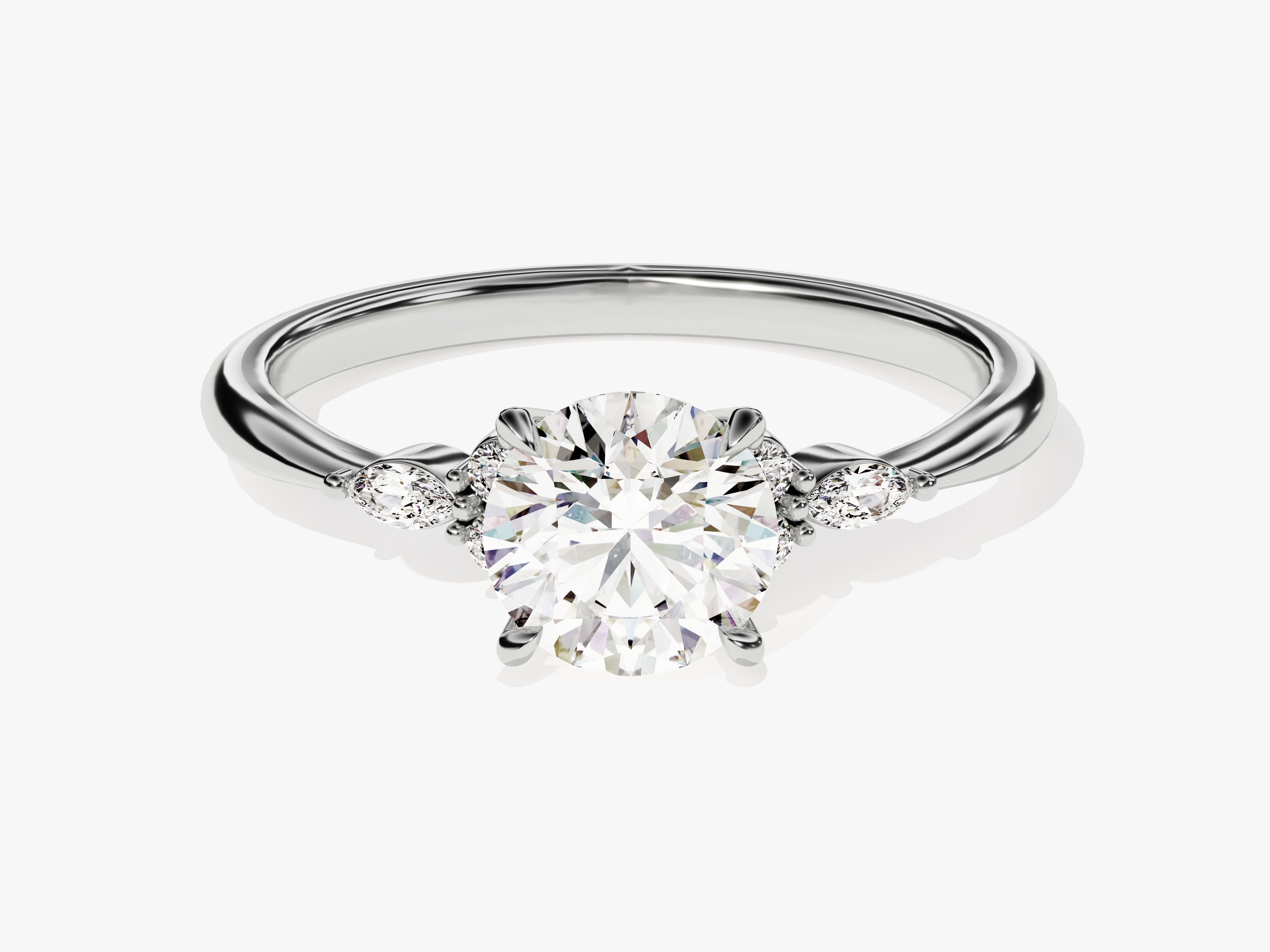 Cluster Accent Round Cut Lab Grown Diamond Engagement Ring (1.00 CT)