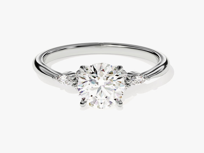 Cluster Accent Round Cut Lab Grown Diamond Engagement Ring (1.00 CT)