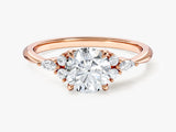 Cluster Accent Round Cut Moissanite Engagement Ring (1.00 CT)