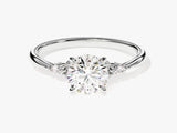 Cluster Accent Round Cut Diamond Engagement Ring (1.00 CT)