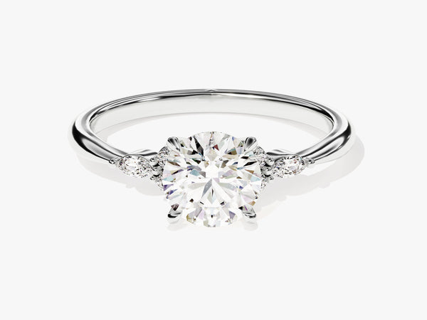 Cluster Accent Round Cut Moissanite Engagement Ring (1.00 CT)