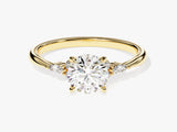 Cluster Accent Round Cut Moissanite Engagement Ring (1.00 CT)