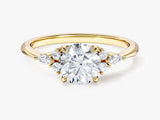 Cluster Accent Round Cut Moissanite Engagement Ring (1.00 CT)
