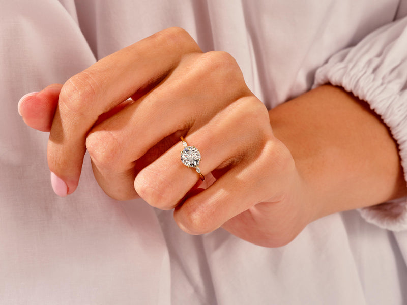 Cluster Accent Round Cut Diamond Engagement Ring (1.50 CT)