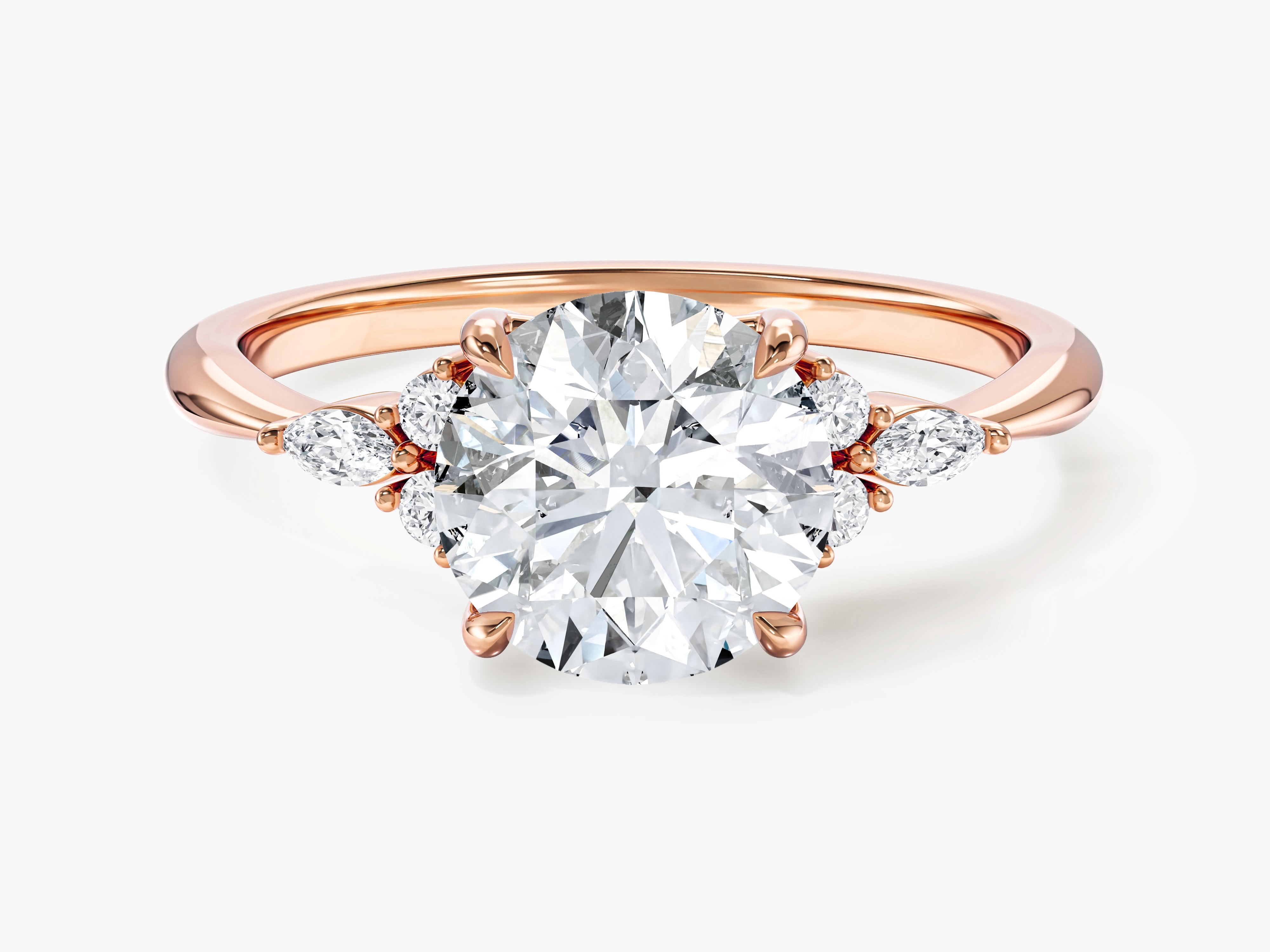 Cluster Accent Round Cut Moissanite Engagement Ring (1.50 CT)