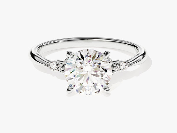 Cluster Accent Round Cut Diamond Engagement Ring (1.50 CT)