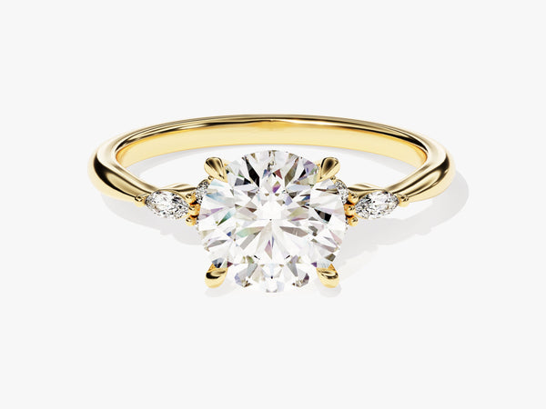 Cluster Accent Round Cut Diamond Engagement Ring (1.50 CT)