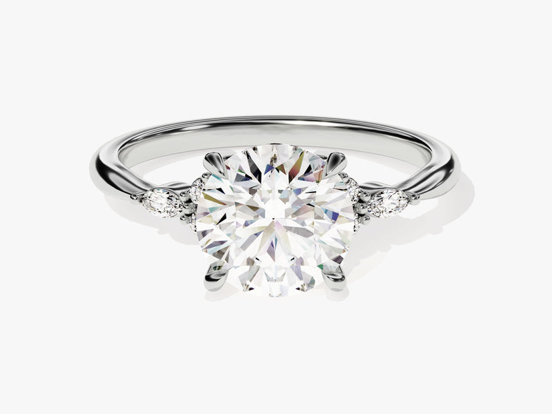 Cluster Accent Round Cut Diamond Engagement Ring (2.00 CT)