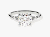 Cluster Accent Round Cut Moissanite Engagement Ring (2.00 CT)
