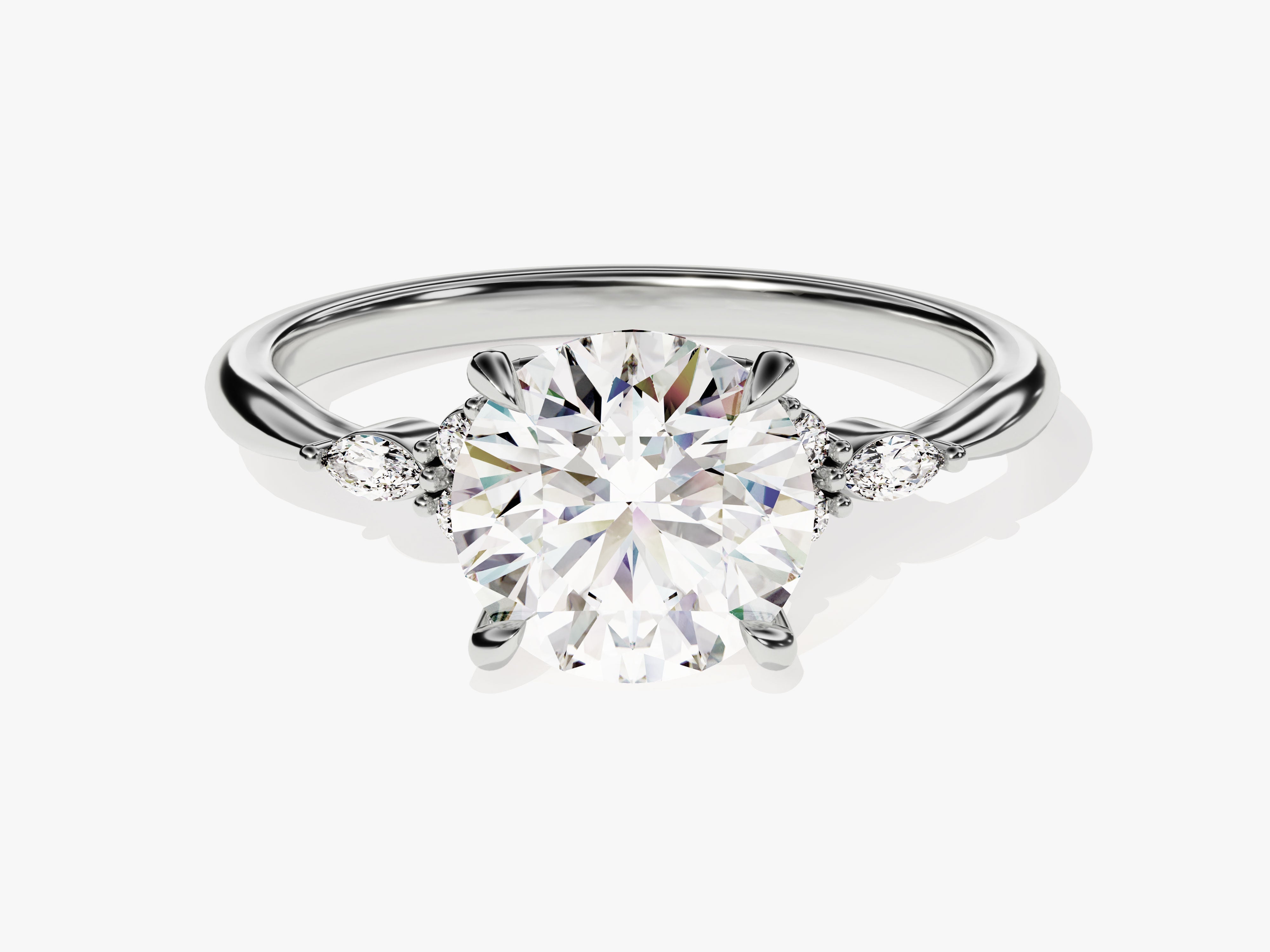 Cluster Accent Round Cut Lab Grown Diamond Engagement Ring (2.00 CT)